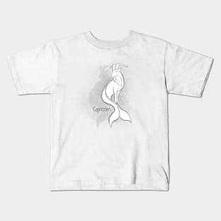 Zodiac sign Capricorn - Black and white lineart Kids T-Shirt